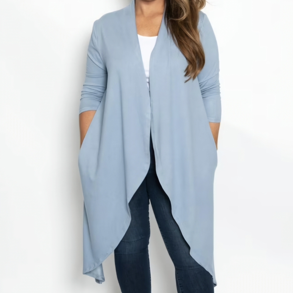 Elegant Blue Women's Cardigan. Buttery Soft.